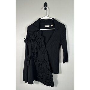 Sleeping On‎ Snow Anthropologie Cardigan Womens Small Black Wool Blend Cape Boho